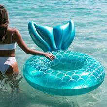 1 pezzo Anello da nuoto gonfiabile a forma di sirena, dispositivo galleggiante, zattera gonfiabile per piscina, letto galleggiante estivo, sedile galleggiante per l'acqua, galleggiante per piscina, adatto per feste in piscina, giochi in acqua, spiaggia, intrattenimento in vacanza, accessori per la decorazione della piscina, regalo di San Valentino