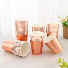 20/50/100pcs 9oz Disposable Paper Cups In Gold, Blue, Red, Laser Silver, Rose Gold Colors, Suitable For Birthday Party, Wedding, Picnic, Family Gathering