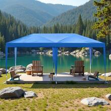 10'x20' Pop Up Canopy Tent Anti-UV Waterproof Outdoor Tent Portable Party Wedding Instant Canopy Shelter All Season Tent Gazebo With 6 Removable Sidewalls, Roller Bag, Blue - 藍色 - 查看 1