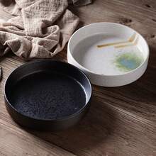 1 pieza Vajilla elegante de estilo europeo y japonés resistente a temperaturas, plato de cena occidental de cerámica vintage, fuente redonda para cazuela, bandeja de hornear creativa, plato para ensalada, de alta calidad