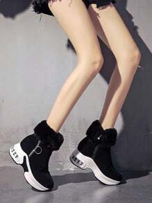 Botas de algodón elevadas cálidas para mujer, Botas de nieve ligeras con borde,Botas de tobillo botas de nieve, Botas Cortas De Plataforma Para Mujer, Botas cortas forradas de piel cálida, Zapatillas De Deporte Cálidas Con Plataforma Para Mujer, Botas Cálidas Cortas De Forro Polar Para Mujer, Cómodas Botas De Tobillo Con Cremallera Lateral, Botas Forradas Con Elegancia