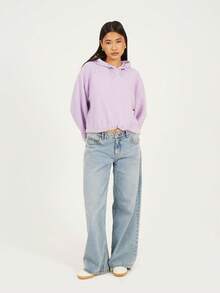 brave soul Teddy Fleece Sweatshirt With Hood - Lilac - View 2