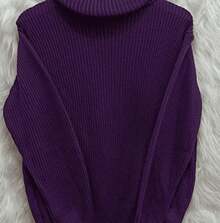 Women's Cold Weather Blouse Turtleneck Knitted Sweater - Purple - View 6