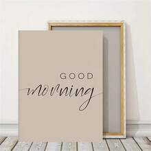 1/2 件黑白“早上好，晚安”早晚问候墙艺术海报和印刷品现代简约帆布画适用于客厅卧室家庭办公室宿舍装饰墙面背景设计画带框/无框 - 彩色 - 查看 5
