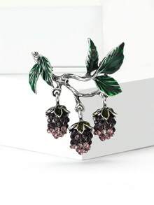 Fashionable Rhinestone Grape Brooch For Women Fruit Brooch Suitable For Wearing With Dress, Suit, Hat, Shoes, Flower Scarf - Grapes (1460) - View 9