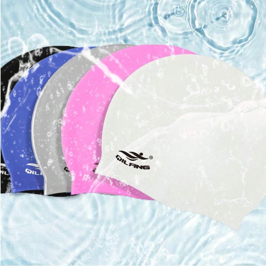 1pc Silicone Swim Cap, Waterproof Comfortable Unisex Swim Cap,Swimming Pool Equipment, Beach Essentials, Beach Accessories, Pool Float