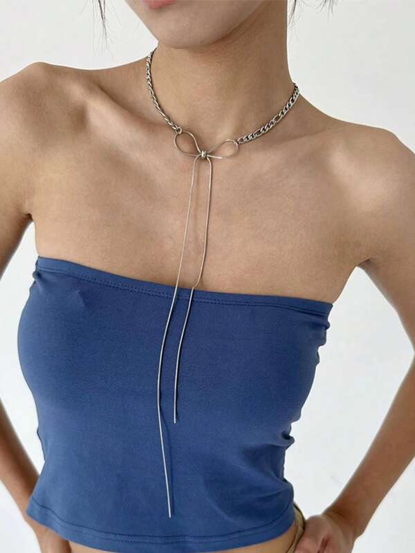 1pc Exquisite Velvet Bow Cultured Pearl Necklace, Delicate & Sweet Style, Simple & Versatile Collar Necklace