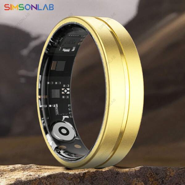 SIMSONLAB Intelligenter Ring für Frauen, Fitness-Tracker-Sport-Smartring kompatibel mit Android- und iOS-Systemen, Edelstahl-Smartring mit Gesten-Fotofunktion, extrem niedriger Stromverbrauch, IP68 wasserdicht für den täglichen Gebrauch
