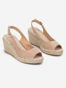Women's Adjustable Buckle Design Wedge Heel Bohemian Style Sandals For Vacation - Khaki - View 3