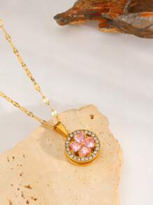 1 Piece Of Light Luxury Elegant Stainless Steel Rotatable Multi-Color Flower Pendant Necklace Elegant And Fashionable Representative Jewelry Suitable For Daily/Banquet/Party Wear Holiday For Girlfriend For Girlfriends