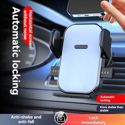 1pc Silicone Car Phone Holder, Sturdy And Durable, Shock-Proof And Non-Detachable, Rotatable With Hook Clip, Universal For Car Air Vent And Phone Installation