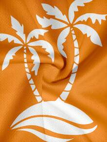 Men's Palm Tree Print Short Sleeve T-Shirt And Shorts Set - Yellow - View 5