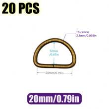 20 pièces/paquet Boucle de connexion en métal D Ring pour ceinture, sangle de sac à main, accessoire de sac, chaussure, DIY, couture. Tailles : 10/12/15/20/25/32/38 mm