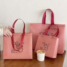 10pcs/Caramel Colored Non-Woven Fabric Clothing Store Tote Bag, Shopping Tote Gift Bag Summer Cooling,Beach,Travel