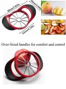 1pc Apple Slicer, Stainless Steel Upgraded 12-Blade Sharp Apple Slicer Large Size, Ergonomic Plastic Handle Non-Slip Easy To Hold, Kitchen Fruit Separator Rust-Proof And Easy To Clean Red(20cm)