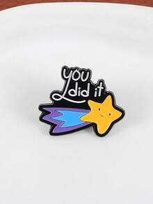 1PC Creative You Did It Star Enamel Pins Cartoon Funny Metal Brooches Positive Phrase Lapel Badge Clothing Backpack Accessories Gift - Multicolor - View 6