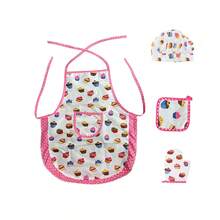 Set de 4 piezas de cocina y repostería para niños - Delantal, guantes, gorra en rosa, disfraz de chef, repostera y juguetes de cocina para niñas (los colores y patrones parciales son aleatorios) - Multicolor - Ver 8