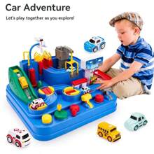 Car Chasing Adventure Fashionable Toy Miniature Train Parking Site, Interactive Puzzle Toy Set, Birthday Gift For Kids