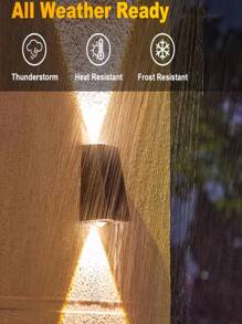 1pc 2 LED Solar Light, Outdoor Atmosphere Wall Lamp, Up And Down Light Control Fence Light For Garden, Street, Balcony, Yard, Garage, Corridor Decor