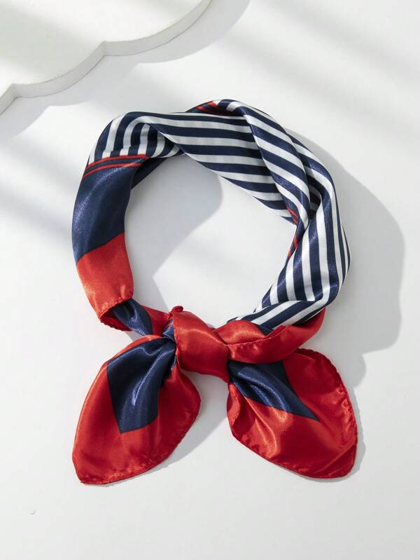 1pc Women Printed Faux Silk Skinny Bandana Scarf, 60 Colors, Versatile Accessory For Tying On Bags, Headband, Necktie, Suitable For Daily Use