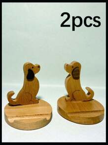2 pezzi/1 pezzo Supporto per telefono/tablet a forma di cane in legno carino, porta oggetti multifunzione per scrivania, adatto per ufficio, tavolino da caffè, casa e giardino, interno ed esterno, ottimo regalo per vacanze, laurea, ritorno a scuola, Natale