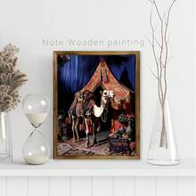 1 pezzo Vivace scena mediorientale su cartello in legno incorniciato, poster decorativo opzionale per cornice, decorazione ispirazionale per soggiorno e camera da letto, decorazione stile fattoria, opera d'arte moderna su tela - Multicolore - Visualizzare 8