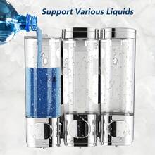 1 pieza Dispensador de champú a prueba de fugas con 3 compartimientos, diseño de montaje en pared para la ducha, con dispensador de acondicionador sin necesidad de taladrar, adecuado para baño, cocina y hotel