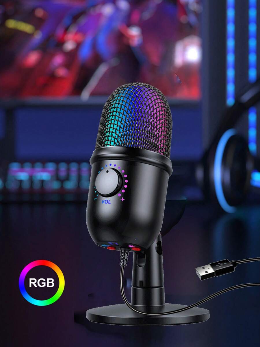K song game conference live broadcast noise reduction desktop computer microphone USB socket - Black - View 1