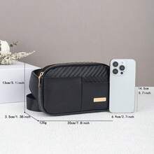 Nuevo bolso de cintura de unicolor de moda, decoración minimalista con logo plano - Negro - Ver 4