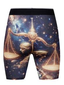 Men's Libra Zodiac Constellation Print Casual Boxer Brief - Navy Blue - View 2