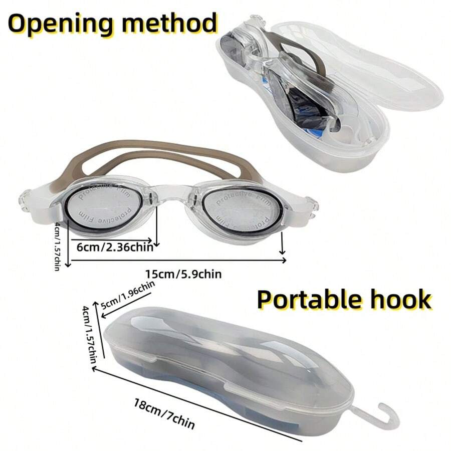 [1pc] Adult Swimming Goggles - High Definition Anti-Fog + UV Protection, Essential For Swimming Competition And Training, Suitable For Men And Women, Romantic Swimming On Valentine's Day, Large Frame Waterproof, Must-Have Tool For Learning To Swim