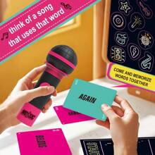 Grab The Mic - The Karaoke Party Game For 2-10 Players, 250 Lyric Cards, Pink & Black Microphone Design, Ideal For Family Game Nights & Birthday Parties, Family Entertainment|Playful Desig