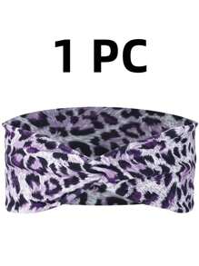 1/6pcs Elastane Fashion Leopard Print Yoga Headband - Wide Knot Sports Sweatband For Normal Hair Vintage Style Soft Stretchy Non-Slip Moisture-Wicking Leopard Print Headbands For Women - Stylish Sports Accessories For Running, Cycling, Gym