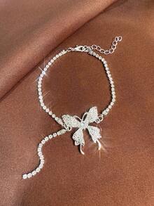 CVNANA 1入組搶眼的Y2K風蝴蝶流蘇頸鏈-迷人的鑽石晚會項鍊，適合時尚青少年 - 銀色 - 查看 11