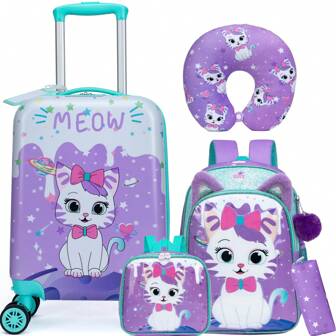 1pc Card Holder/5PCS Cute Luggage Set 5 Piece Suitcase Set 16inch Hardside Luggage With Spinner Wheels Girls Carry On Luggage Travel Rolling Luggage Carry On Luggage Airline Approved Bag For School School Accessories School Stuff