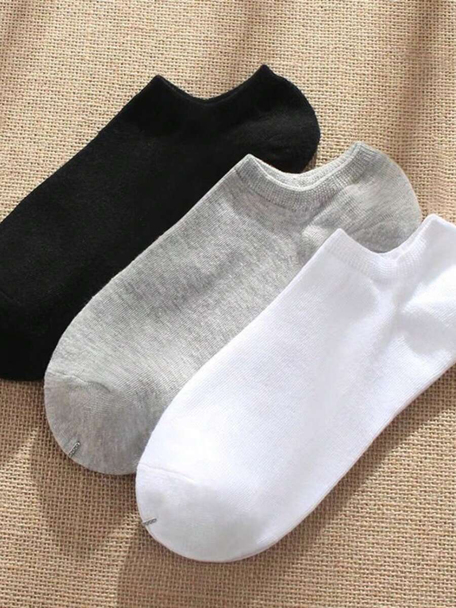 Kit 3 6 12 Pairs Unisex Short Socks Cotton And Polyester 35-40 - 彩色 - 查看 1