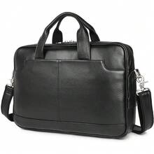 Local Delivery -Waterproof Travel Messenger Duffle Bags 15.6 Inch Laptop Bag Augus Leather Laptop Briefcase For Men, - Black - View 2