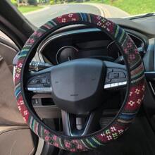 1 pieza Accesorios de protección para el volante del automóvil Estilo bohemio de lino sin anillo interior Funda elástica para el volante Funda elástica para el volante de múltiples colores Todo el año Universal
