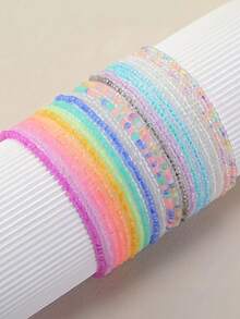 Set de 10 piezas de tobilleras elásticas de estilo bohemio y coloridas, adecuadas para hombres, mujeres, playa, fiesta, uso diario, regalo exquisito - Multicolor - Ver 4