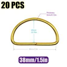 20 pièces/paquet Boucle de connexion en métal D Ring pour ceinture, sangle de sac à main, accessoire de sac, chaussure, DIY, couture. Tailles : 10/12/15/20/25/32/38 mm