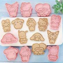 Sanrio (Authorized) Sanrio 2/4/8/Piece/Set Mini Cookie Cutting Machine Cartoon Embossing Mold, Hello PP Kitty Plastic Mold, Used For Baking Cupcakes, Pancakes, Apple Pies, Gingerbread, Gummies Decoration, Suitable For Various Birthdays And Parties, Essential Watermelon Mold For Summer