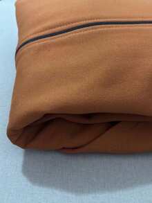 Autumn And Winter Cotton Hoodie Sweatshirt Jacket Solid Color Zipper Cardigan Versatile Sports Top - Rust Brown - View 3