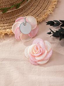 1 Pair Fashionable Pretty Pink Flower Drop Earrings, Suitable For Women, Daily Wear, Street Style, Gift