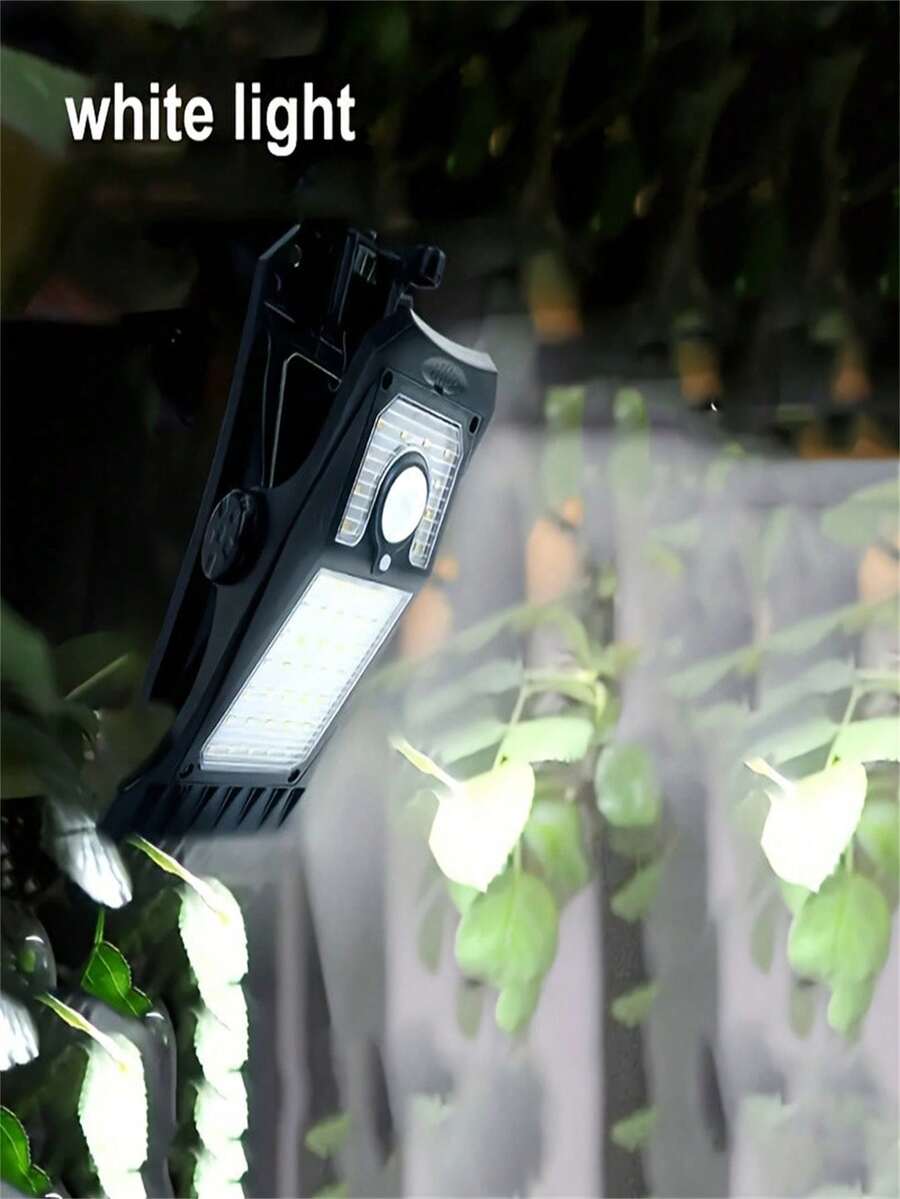 1 pieza/2 piezas Luz solar con pinza - Sensor de movimiento, alimentada por USB y solar para jardín, patio y camping (cable USB no incluido) (1500mAh)