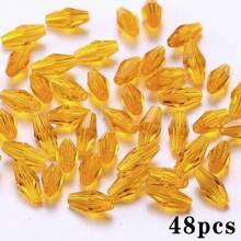 48pcs Long Glass Beads 6*12mm Red Bead Assortments For DIY Jewelry Making, Handmade Crafts Bracelets & Necklaces