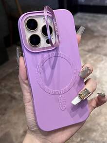 豪华相机支架全覆盖磁性无线充电手机壳适用于 17ProMax 17 Pro 17 Air 17 16 15 14 13 12 Pro Max 11 防震保险杠保护壳 - 紫色 - 查看 4