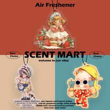 草莓女孩和复古可爱小女孩设计，可爱的汽车空气清新剂和后视镜装饰 - 持久香味，为清新诱人的汽车内饰，送给朋友的有趣礼物 - 彩色 - 查看 12