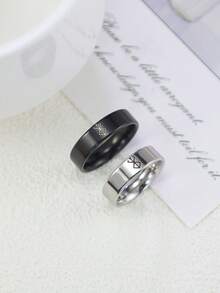 1pc Stainless Steel Minimalist Geometric Pattern Cartoon Logo Personalized Ring - Ring - View 1