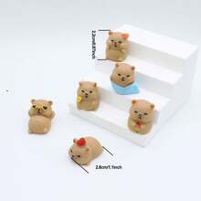 6PCS Cute Capybara With Sunglasses Shoe Charms For Sandals Clogs, Capybara Shoe Decorations DIY Accessories - Brown - View 7