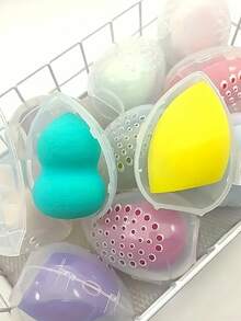 Protective Cosmetic Sponge Travel Case - Breathable Holder Transparent Storage Box - Travel Accessory Makeup Puff Plastic Organizer, Sponge Display Stand - Fashionable Organizer Rack With Ventilation, Convenient Portable Design, Easy To Carry Beauty Tools When Traveling, Plastic Structure Graduation - Multicolor - View 9